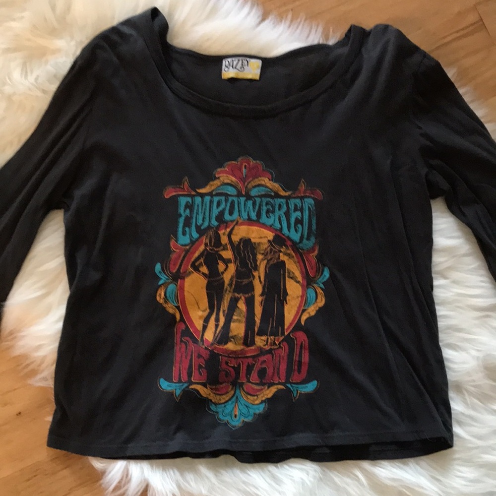 Dazey L.A. bell sleeve Empowered We Stand graphic top